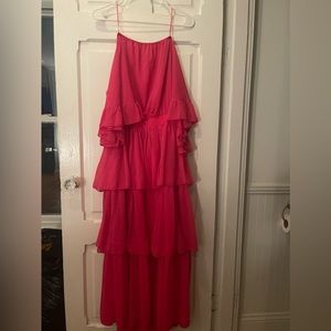 Chiffon off the shoulder ruffle tier maxi